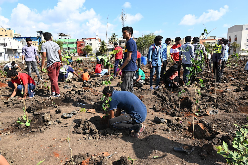 PayPal employees plant trees with  PayPal Community Impact partner, ExNoRa, in Chennai, India.